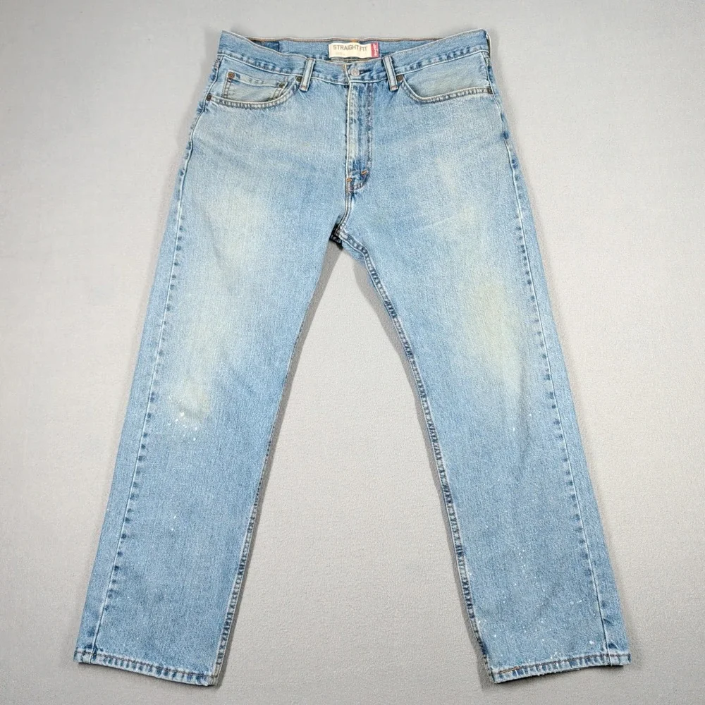Levis 505 Jeans Mens 35x30 Light Wash Blue Denim Straight Fit Classic